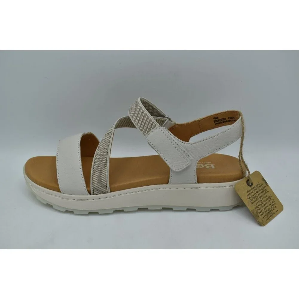 Born Womens Size 11‎ Mady White Combo Leather Strappy Open Toe Sandals Shoes
